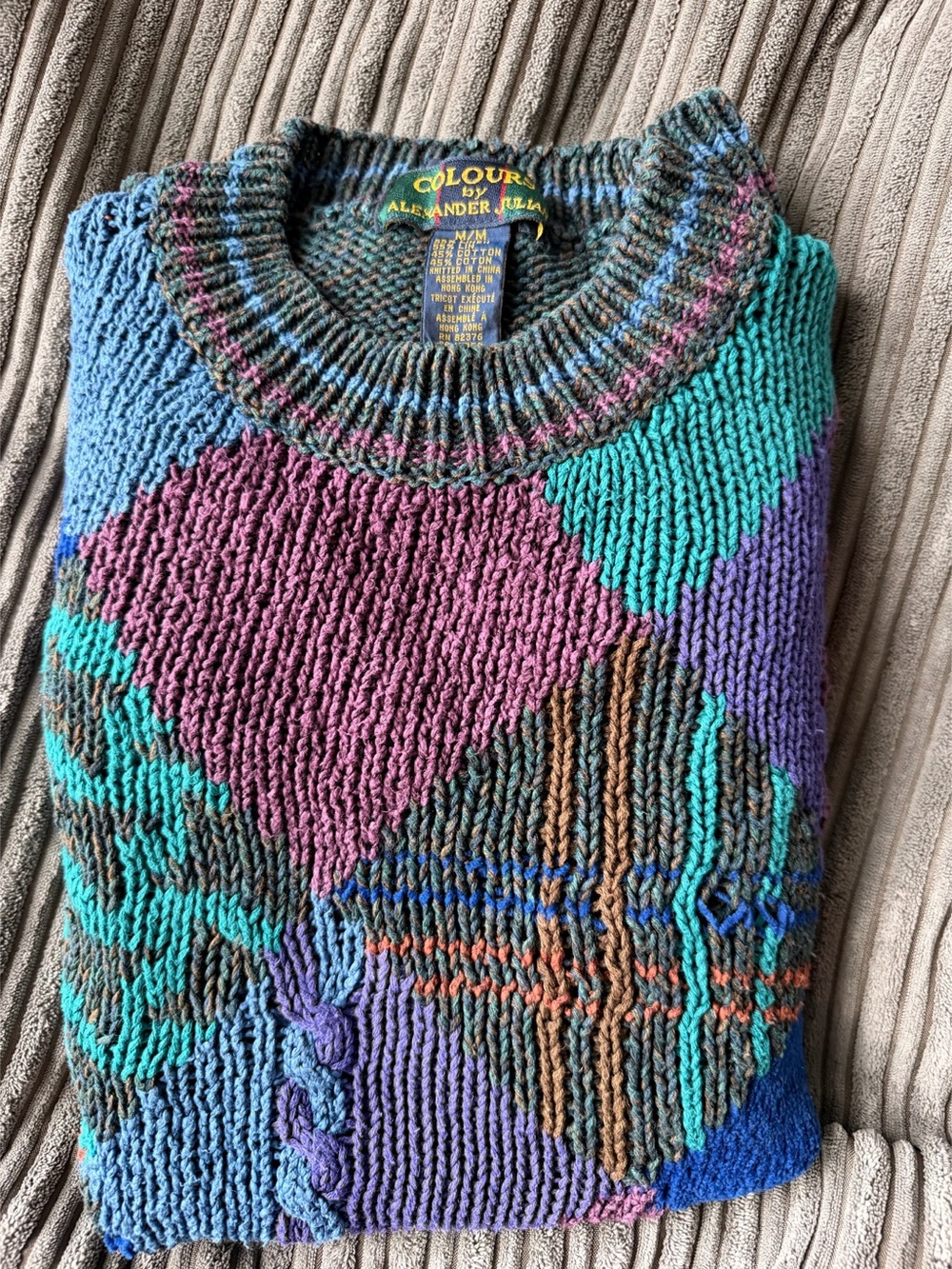 Vintage Colours by Alexander Julian Abstract Knit Sweater Size Medium